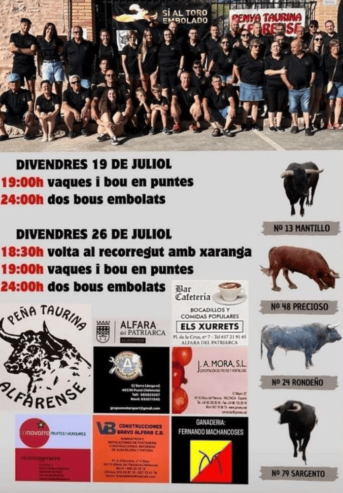 TOROS ALFARA 19 Y 26 JULIO 2024