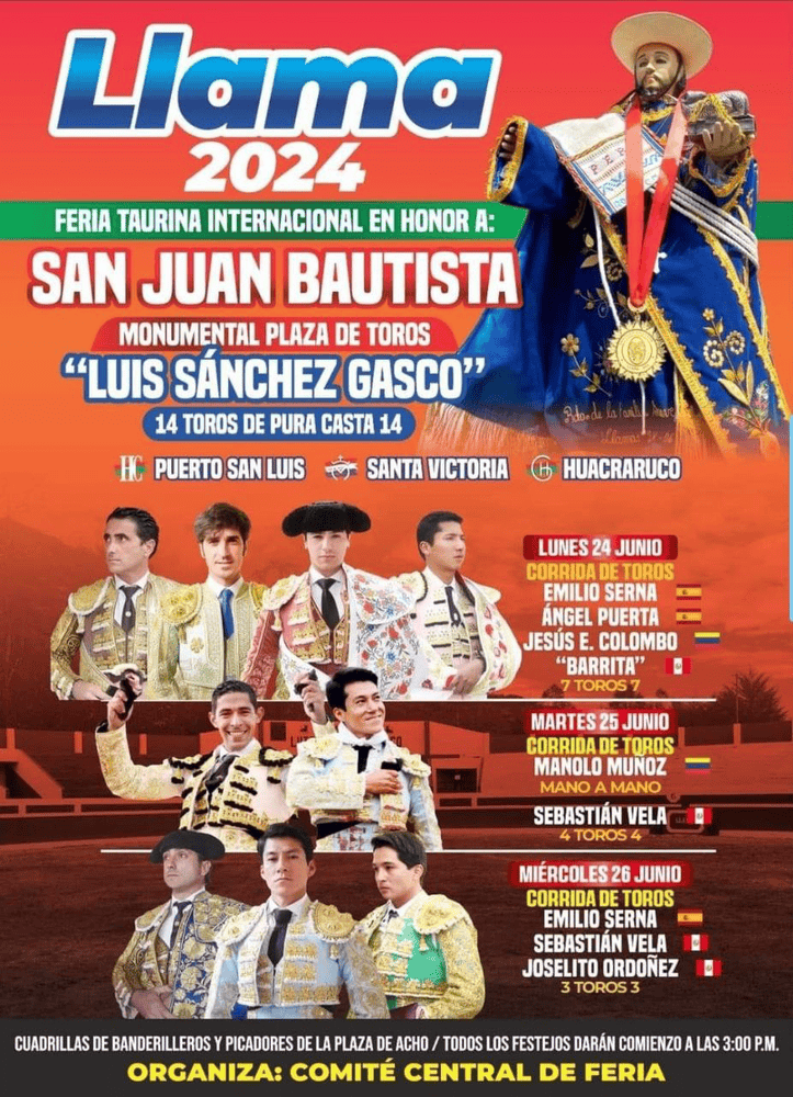 TOROS LLAMA 24 A 26 JUNIO 2024