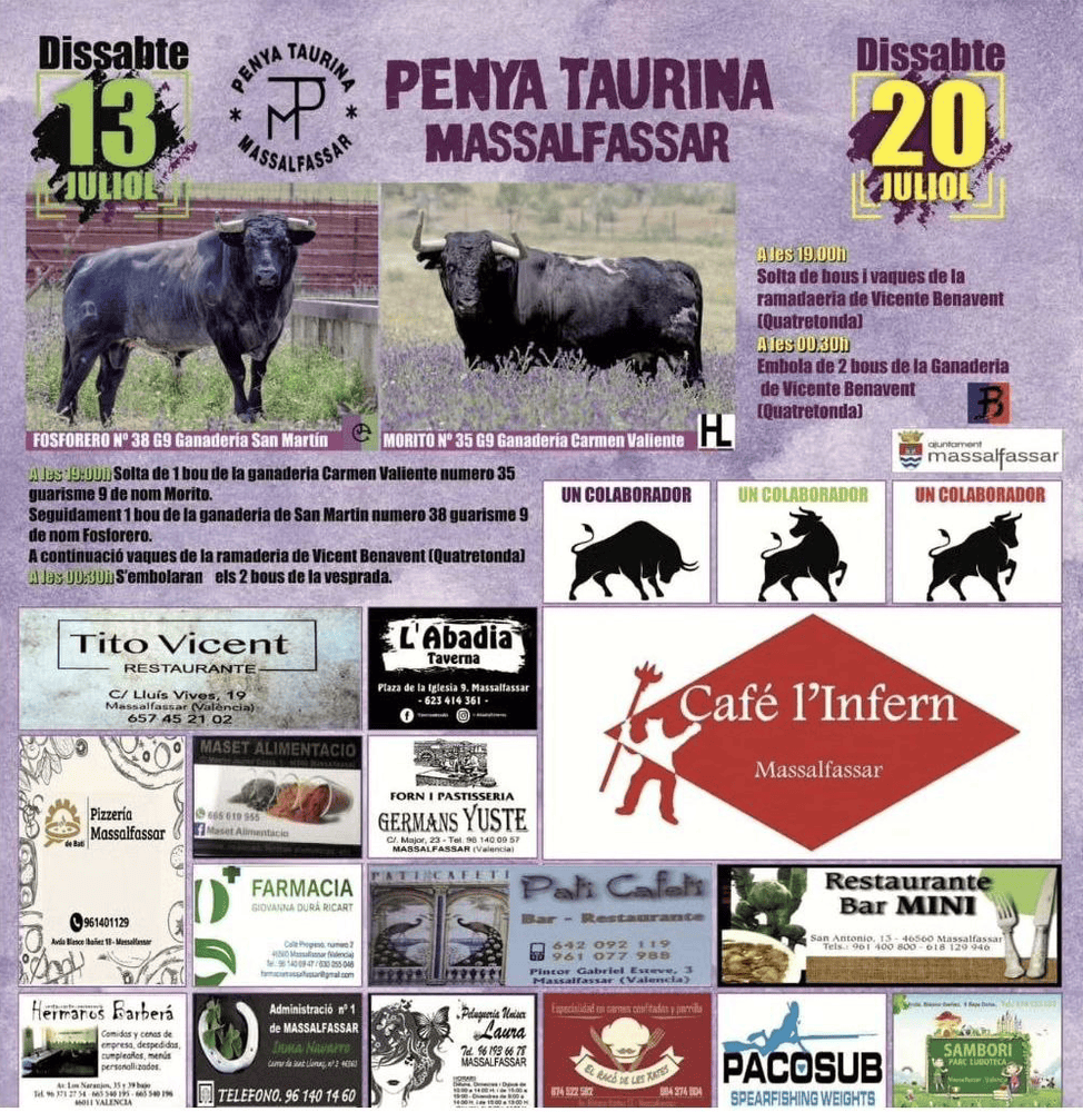 TOROS MASSALFASSAR 13 Y 20 JULIO 2024