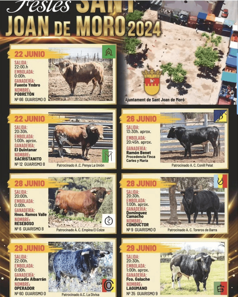 TOROS SANT JOAN DE MORÓ 22 A 29 JUNIO 2024