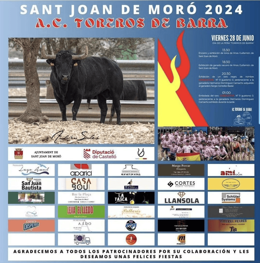 TOROS SANT JOAN DE MORÓ 28 JUNIO 2024