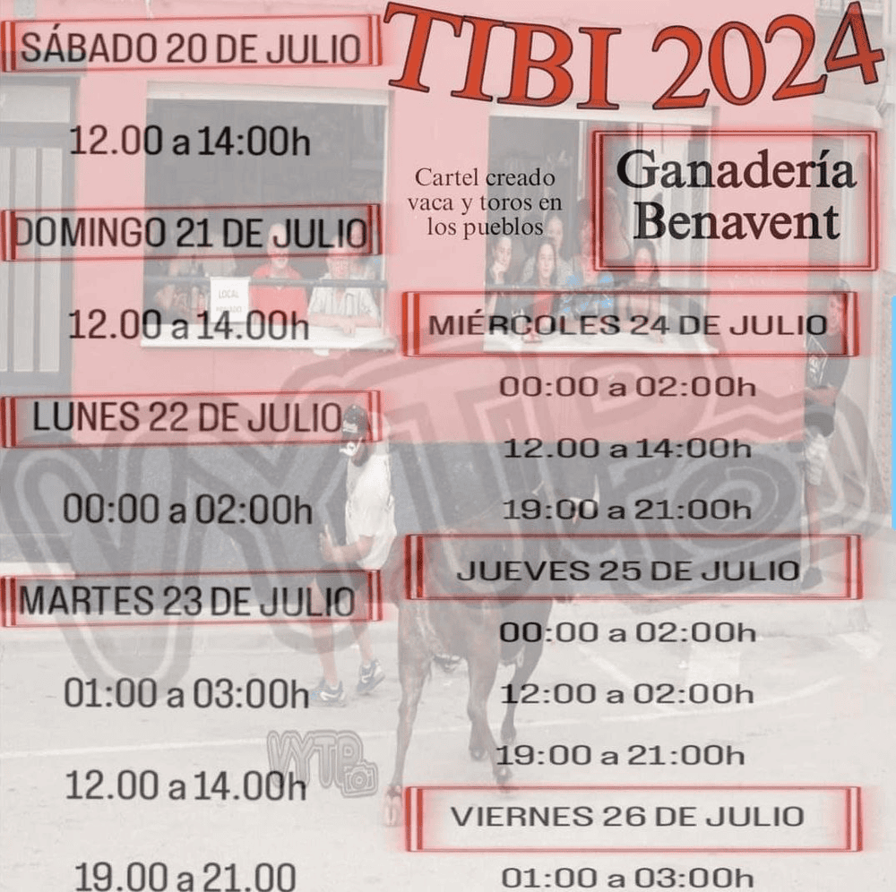 TOROS TIBI 20 A 26 JULIO 2024