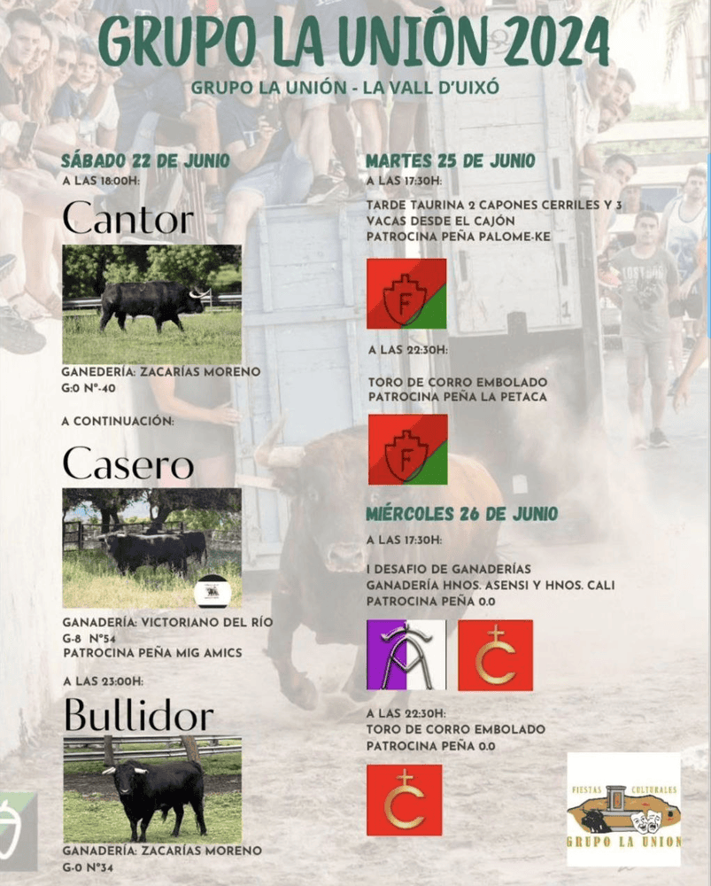 TOROS VALL D’UIXÓ 22 A 26 JUNIO 2024