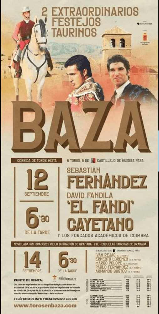 TOROS BAZA 12 Y 14 SEPTIEMBRE 2024