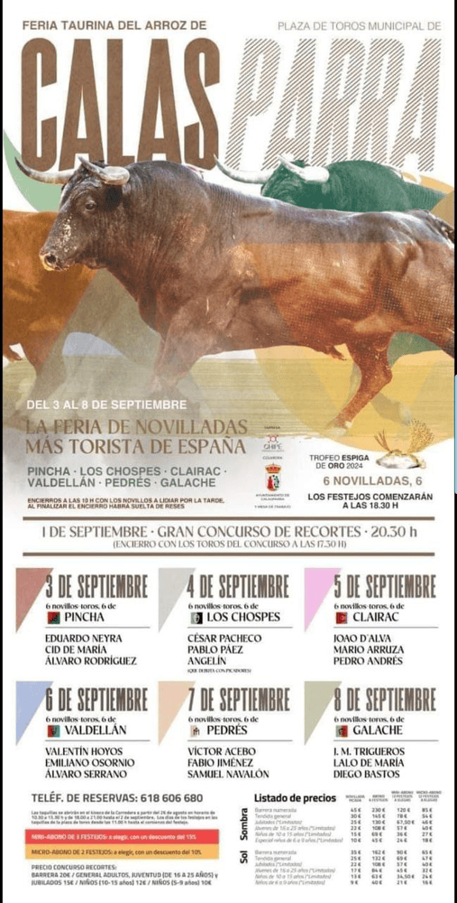 TOROS CALASPARRA 3 A 8 SEPTIEMBRE 2024