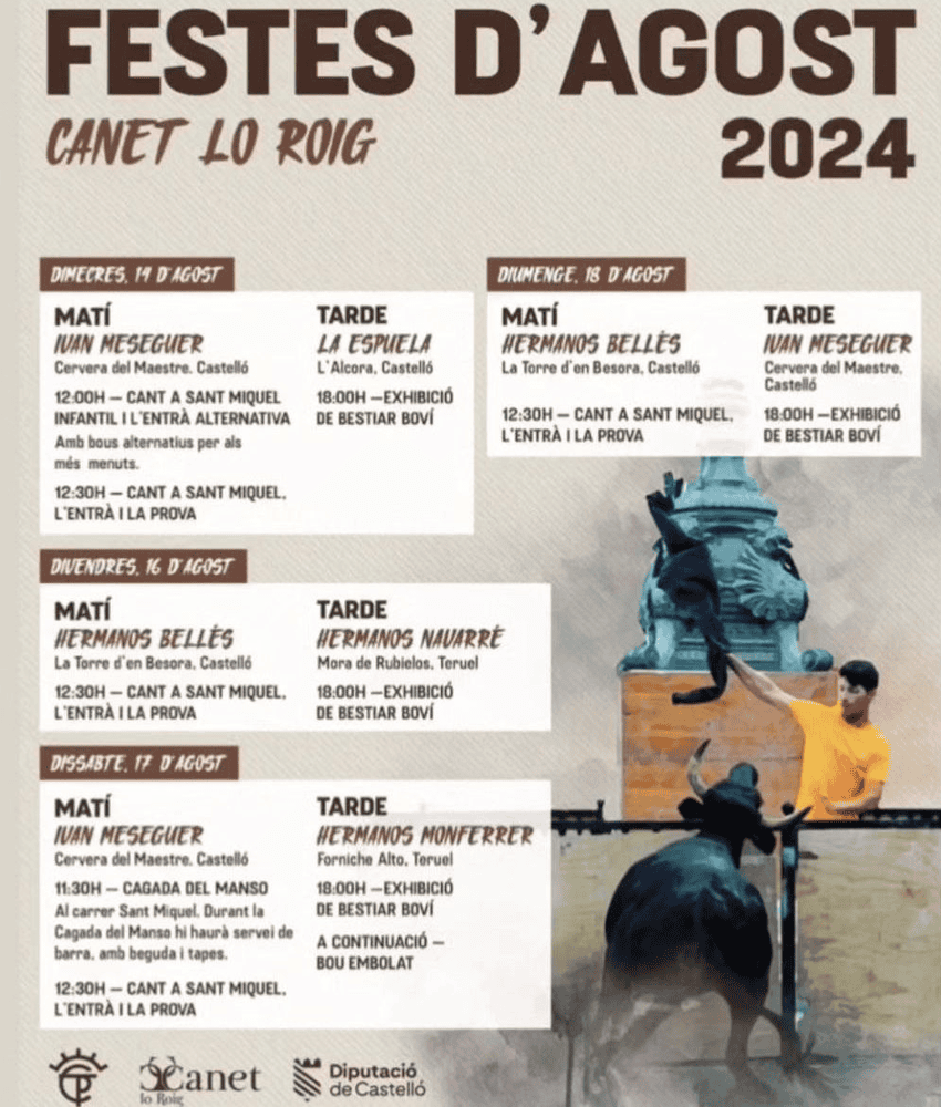 TOROS CANET LO ROIG 14 A 18 AGOSTO 2024