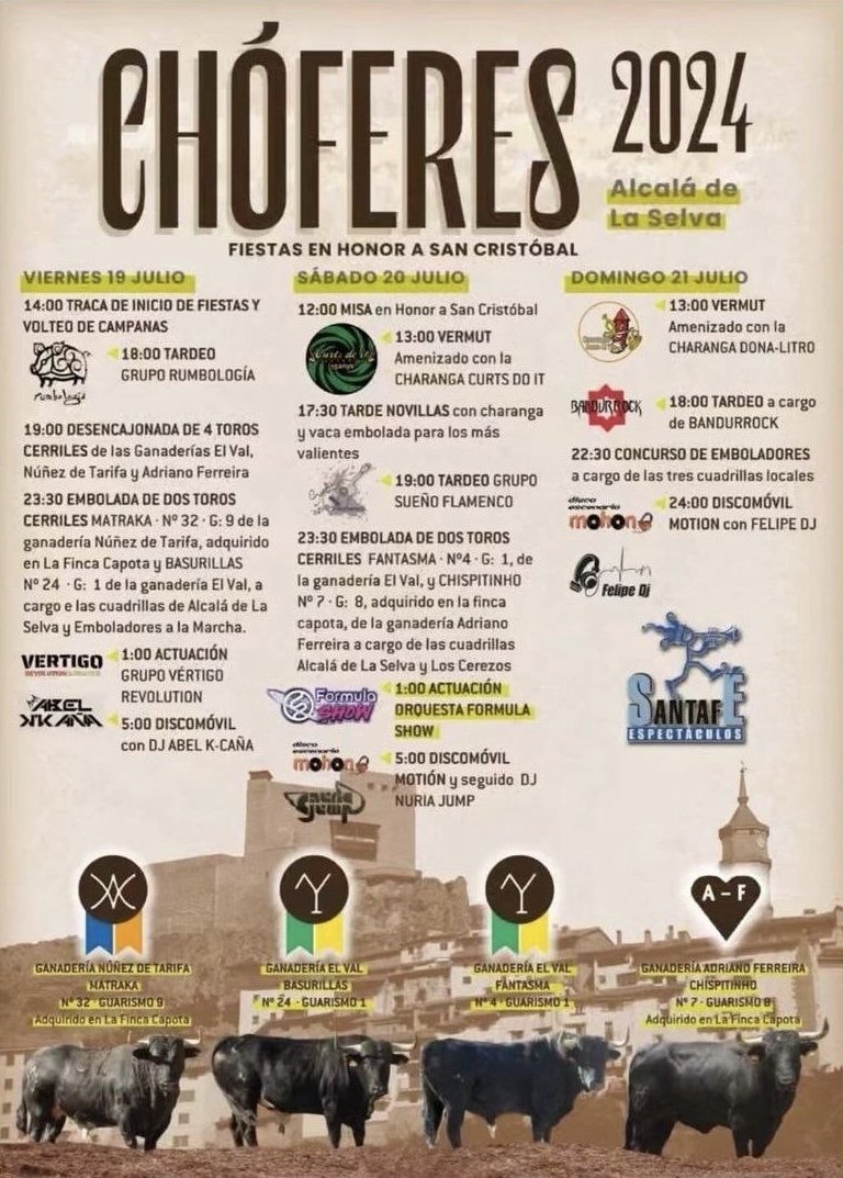 TOROS CHÓFERES 19 A 21 JULIO 2024