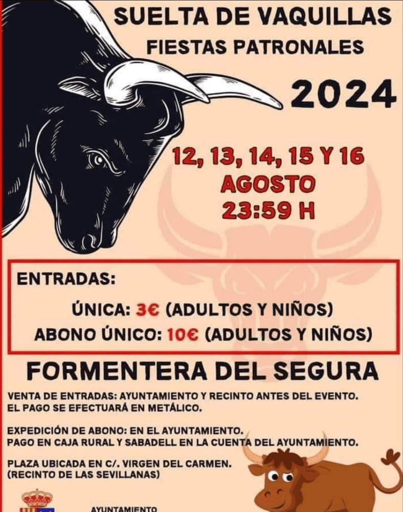 TOROS FORMENTERA DEL SEGURA 12 A 16 AGOSTO 2024