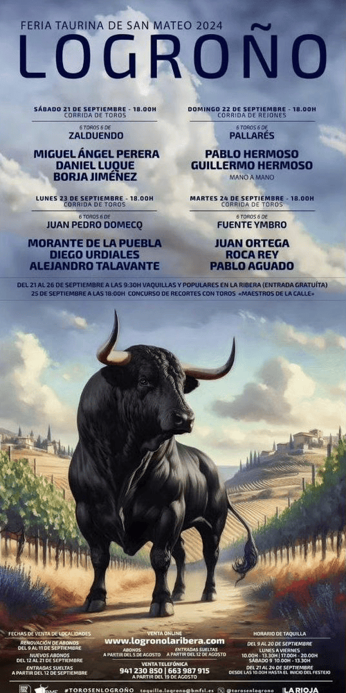 TOROS LOGROÑO 21 A 25 SEPTIEMBRE 2024