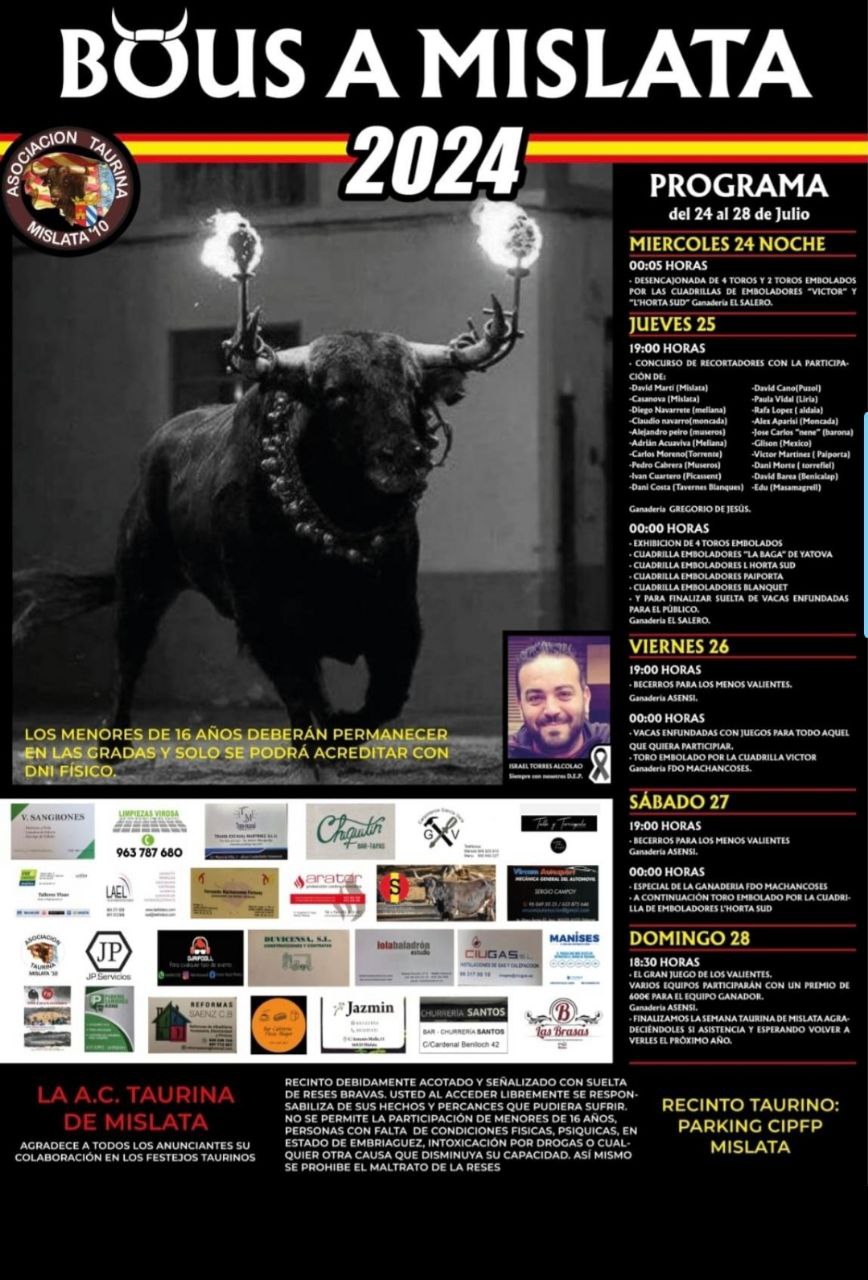 TOROS MISLATA 24 A 28 JULIO 2024