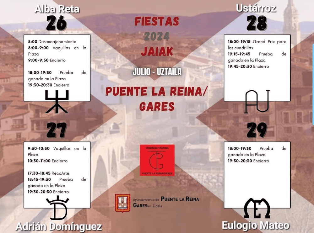 TOROS PUENTE LA REINA 26 A 29 JULIO 2024