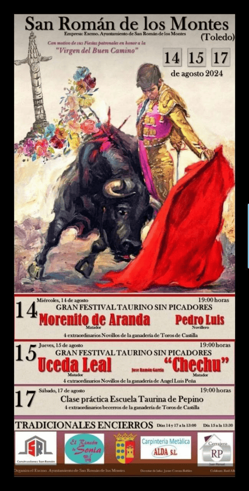 TOROS SAN ROMAN DE LOS MONTES 14 Y 15 AGOSTO 2024