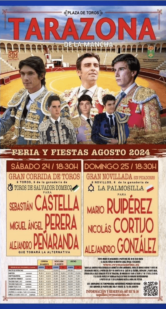 TOROS TARAZONA DE LA MANCHA 24 Y 25 AGOSTO 2024