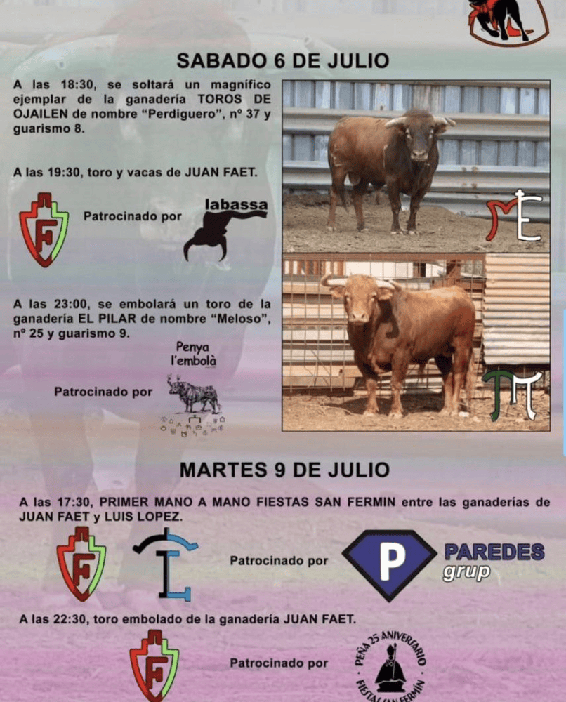 TOROS VALL D'UIXÓ 6 Y 9 JULIO 2024