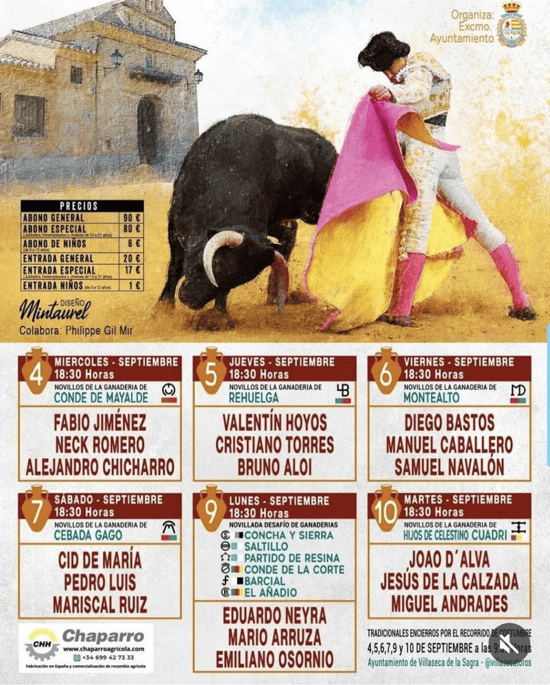 TOROS VILLASECA DE LA SAGRA 4 A 10 SEPTIEMBRE 2024