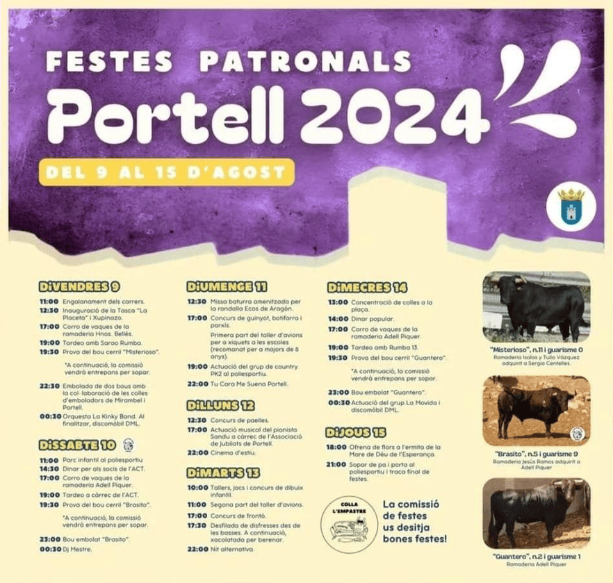 TOROS PORTELL 9-10-14 AGOSTO 2024