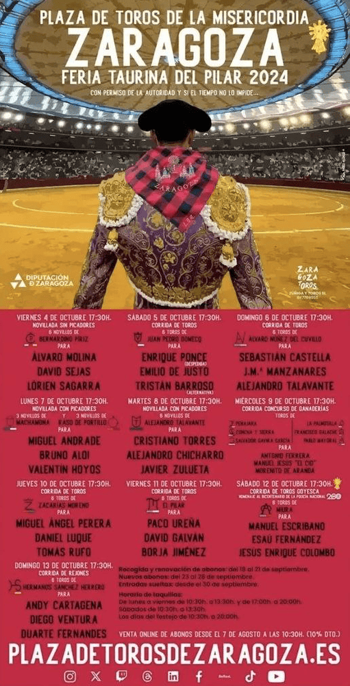 TOROS ZARAGOZA 4 A 13 OCTUBRE 2024