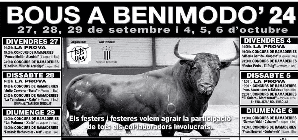 TOROS BENIMODO 27 SET A 6 OCT 2024