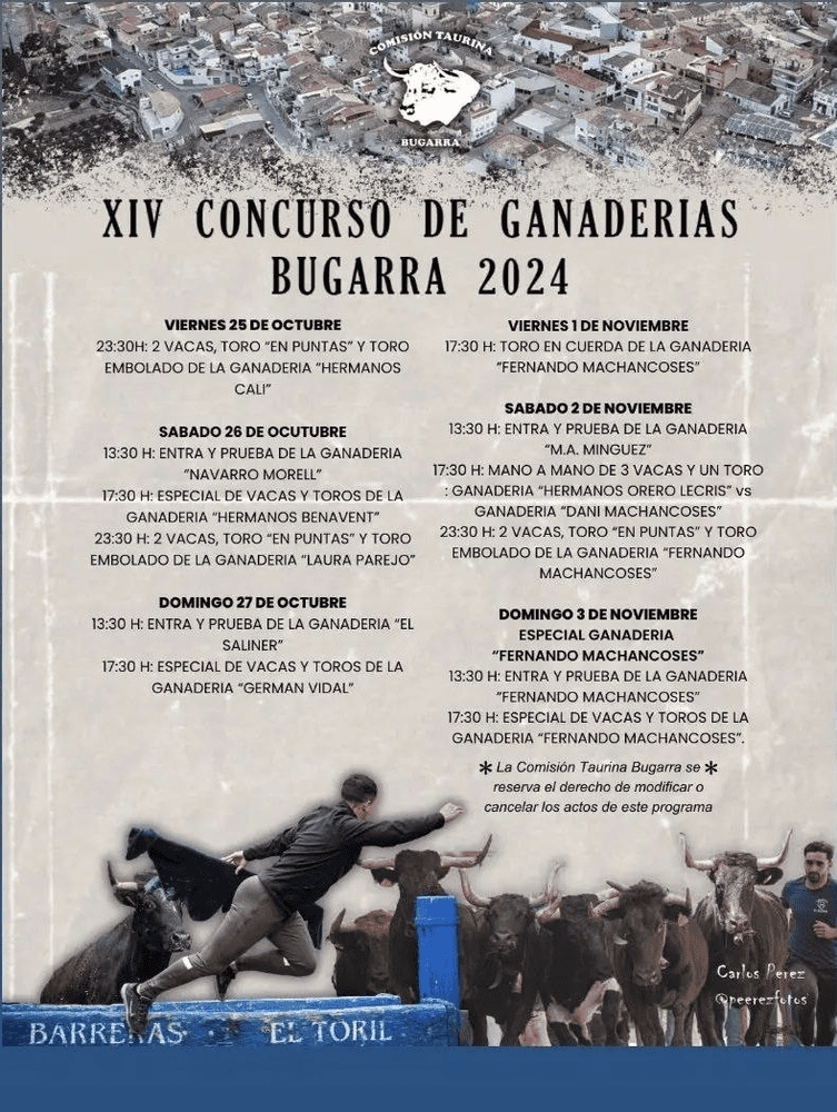 TOROS BUGARRA 25 OCT A 3 NOV 2024