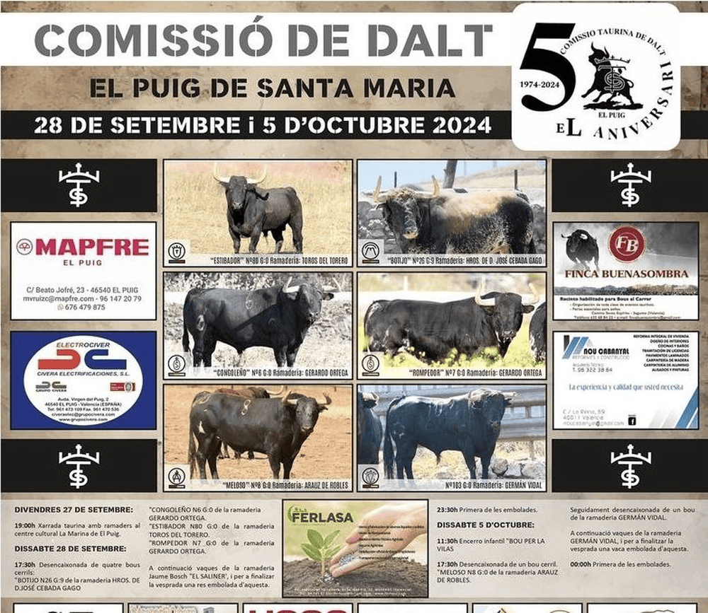 TOROS EL PUIG 27 SEP Y 5 OCT 2024