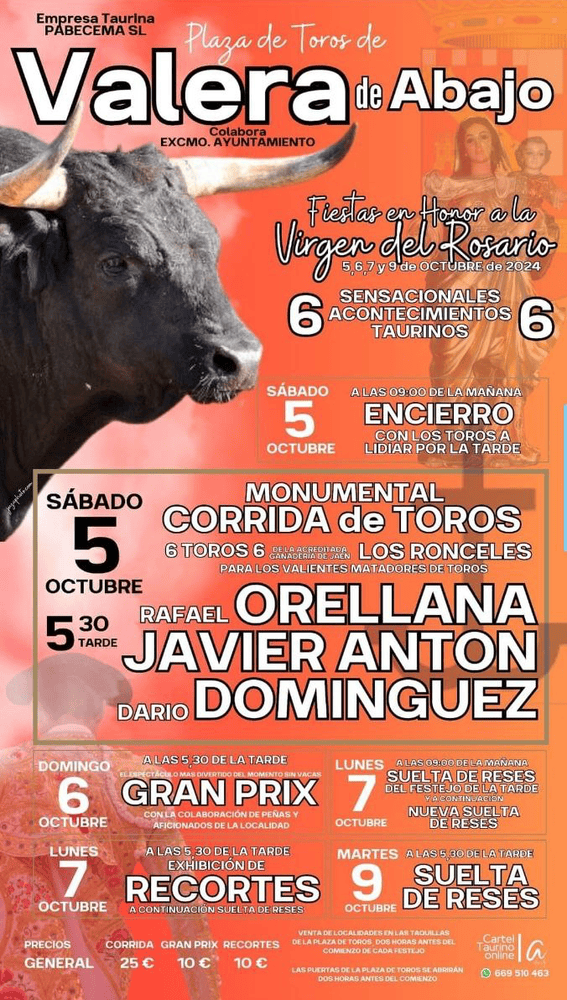 TOROS VALERA DE ABAJO 5 A 9 OCTUBRE 2024