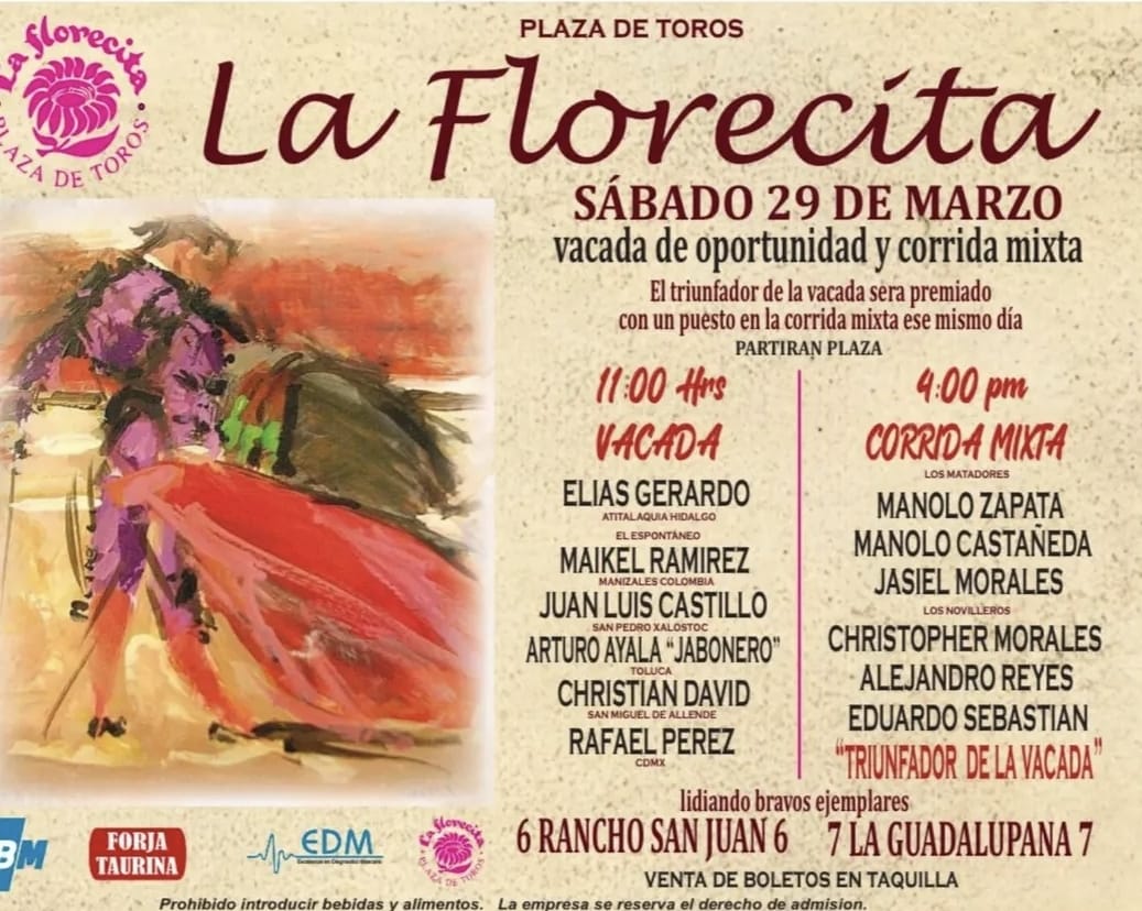 TOROS PLAZA DE TOROS LA FLORECITA 29 MARZO 2025