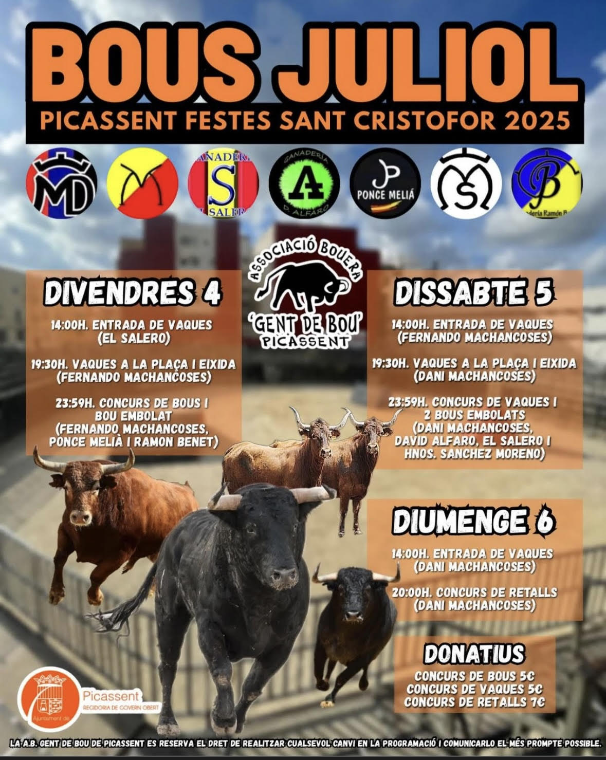 TOROS BOUS JULIOL 4 5 Y 6 JULIO 2025