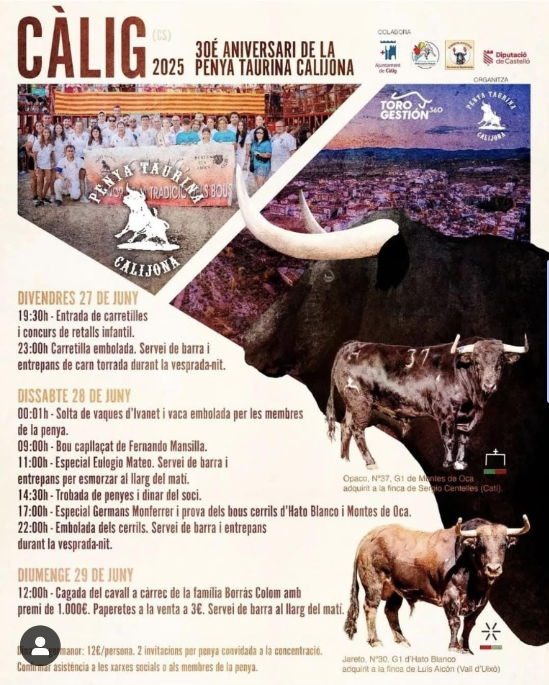 TOROS CALIG 27 28 29 DE JUNIO 2025