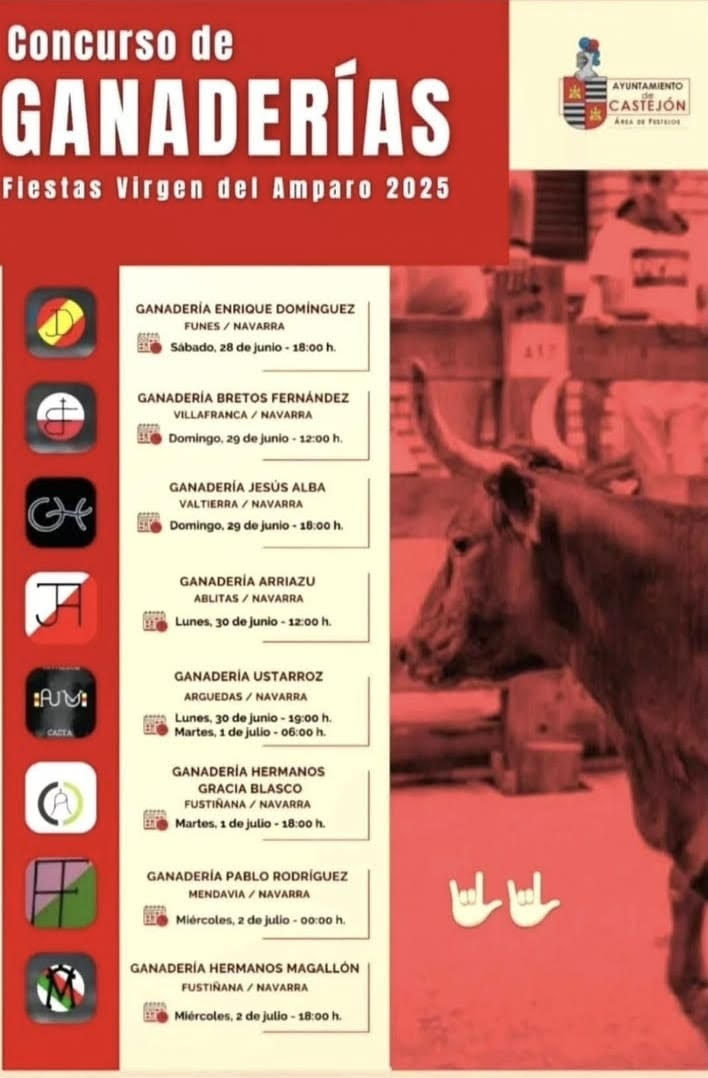 TOROS CONCURSO GANADERÍA DEL 29 JUNIO AL 2 DE JULIO 2025