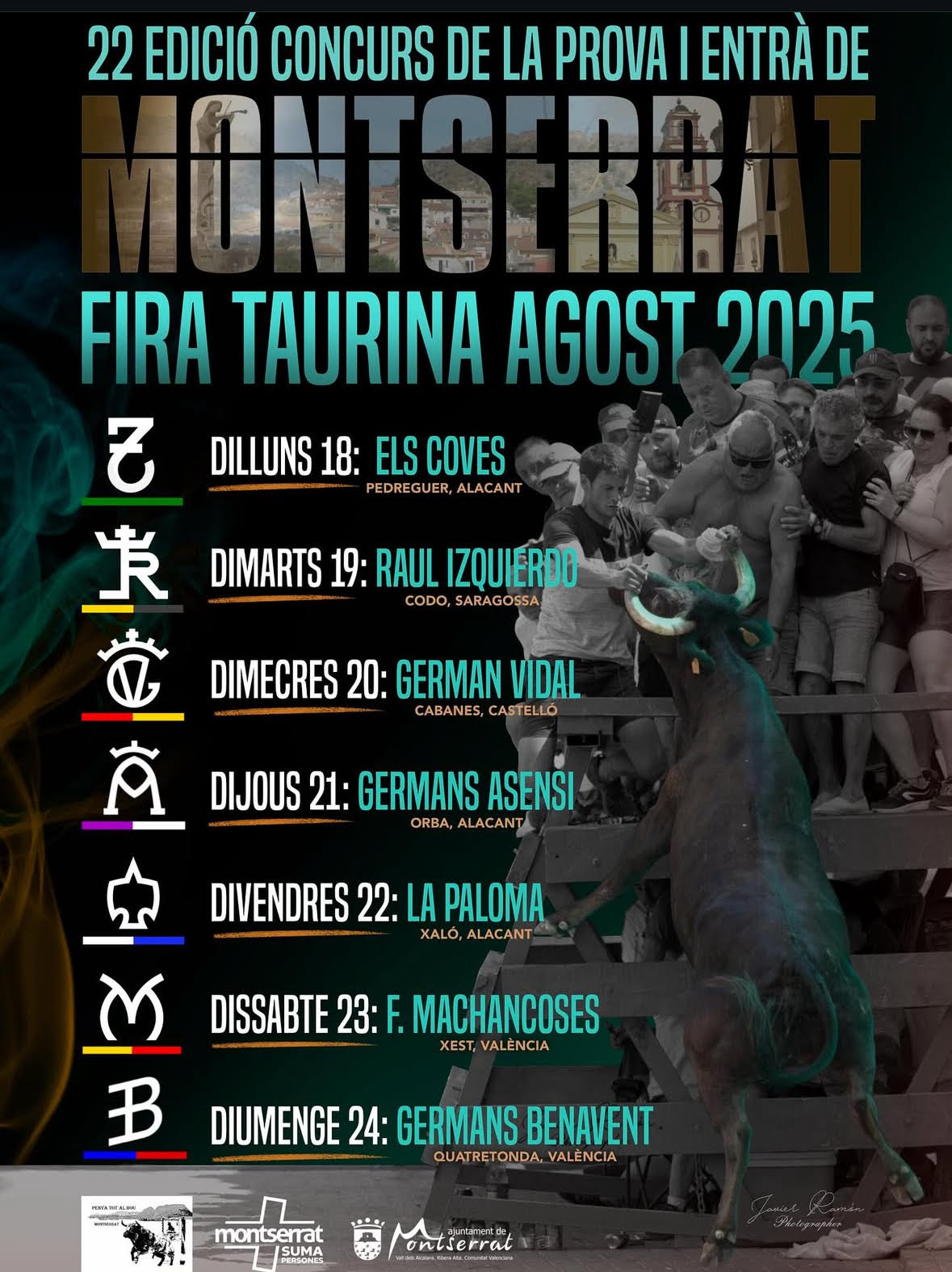 TOROS FERIA TAURINA MONTSERRAT DEL 18 AL 24 DE AGOSTO 2025
