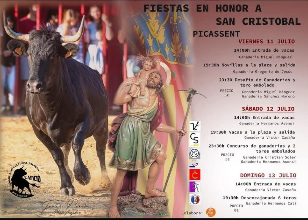 TOROS FIESTA EN HONOR A SAN CRISTOBAL DEL 11 AL 13 DE JULIO 2025