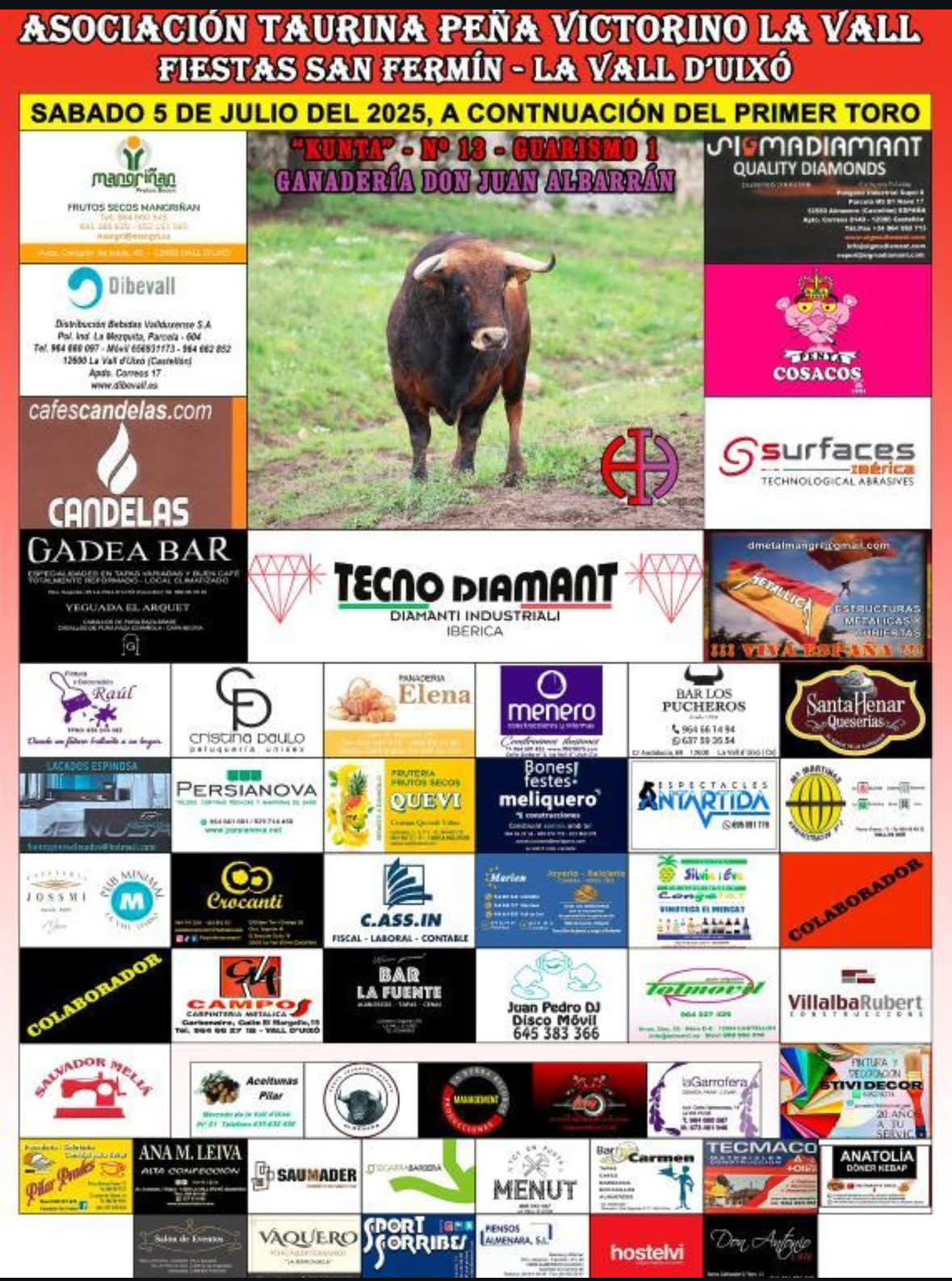 TOROS FIESTA SAN FERMIN LA VALL D UIXO 5 JULIO 2025