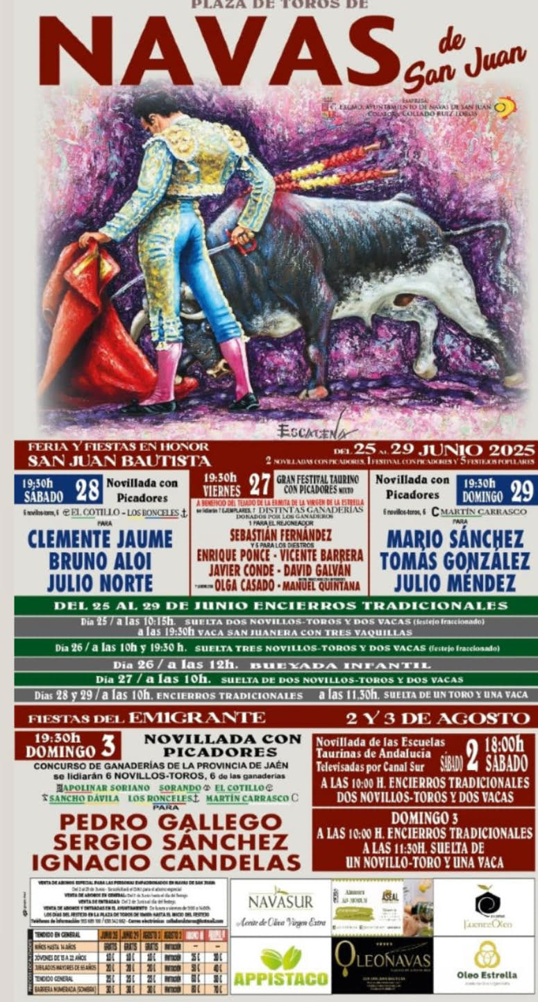 TOROS NAVAS DE SAN JUAN DEL 25 AL 29 DE JUNIO 2025