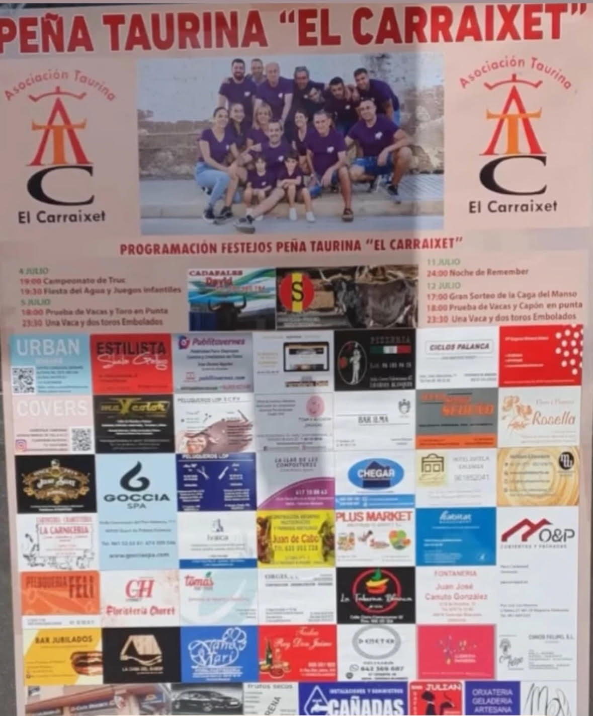 TOROS PENA TAURINA CARRAIXET 4 Y 5 JULIO 2025