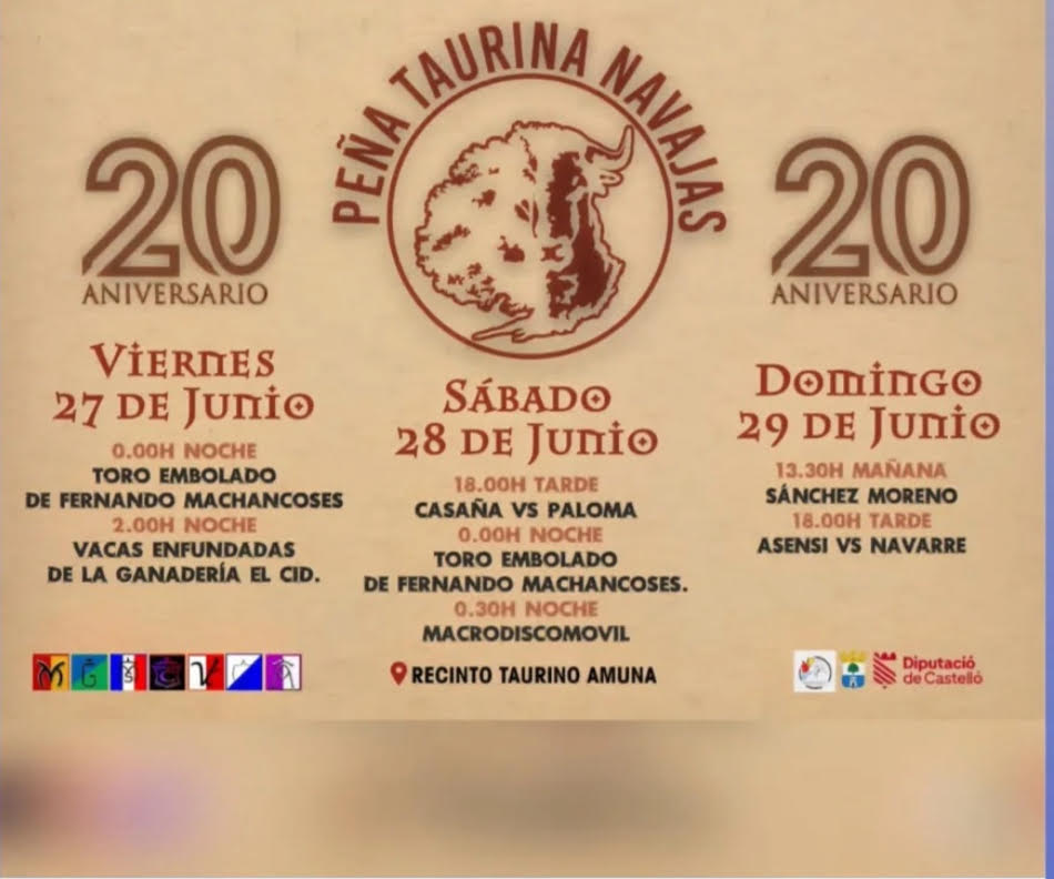 TOROS PEÑA TAURINA NAVAJAS DEL 27 AL 29 JUNIO 2025