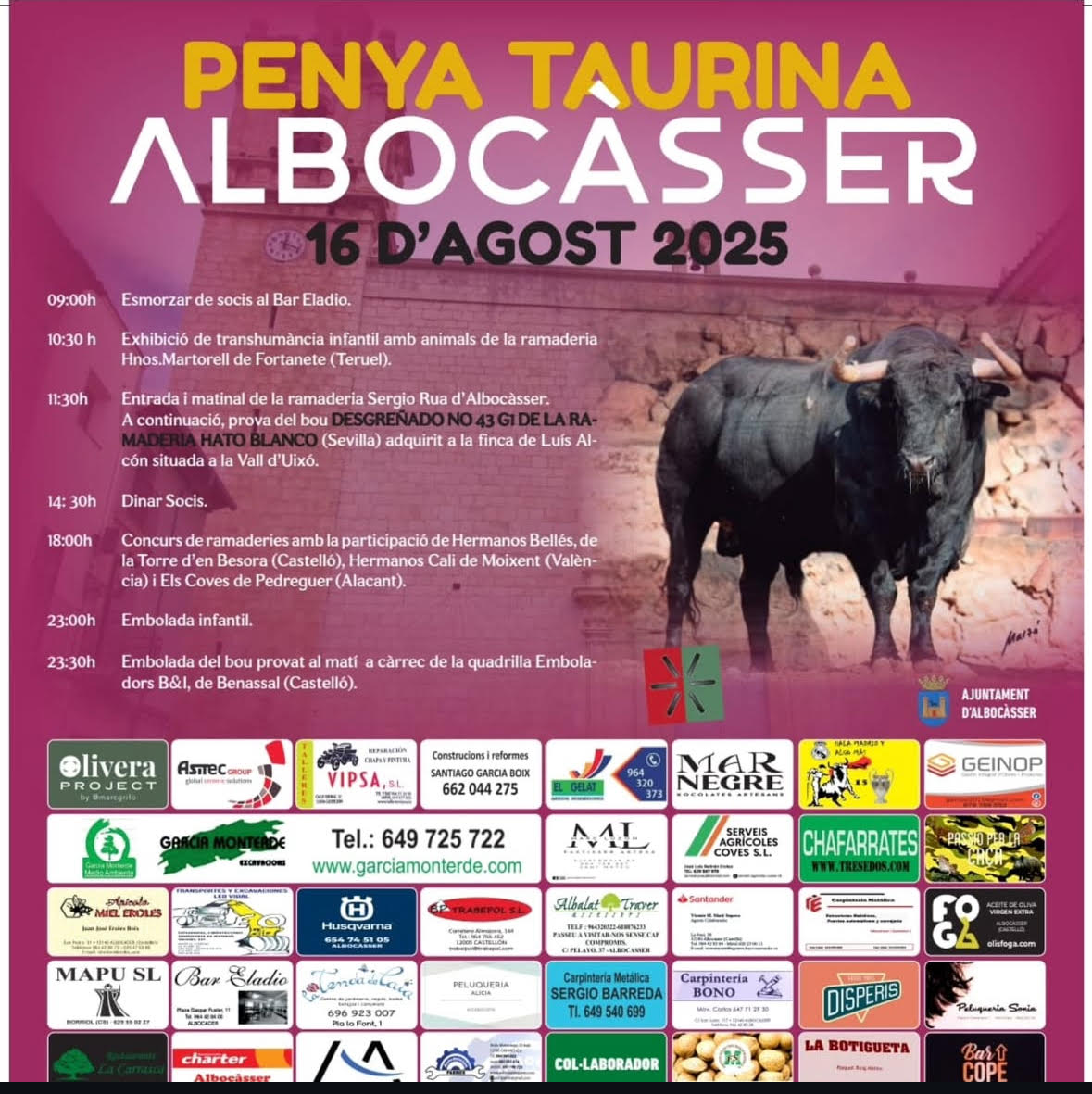 TOROS PENYA TAURINA ALBOCÀSSER 16 DE AGOSTO 2025