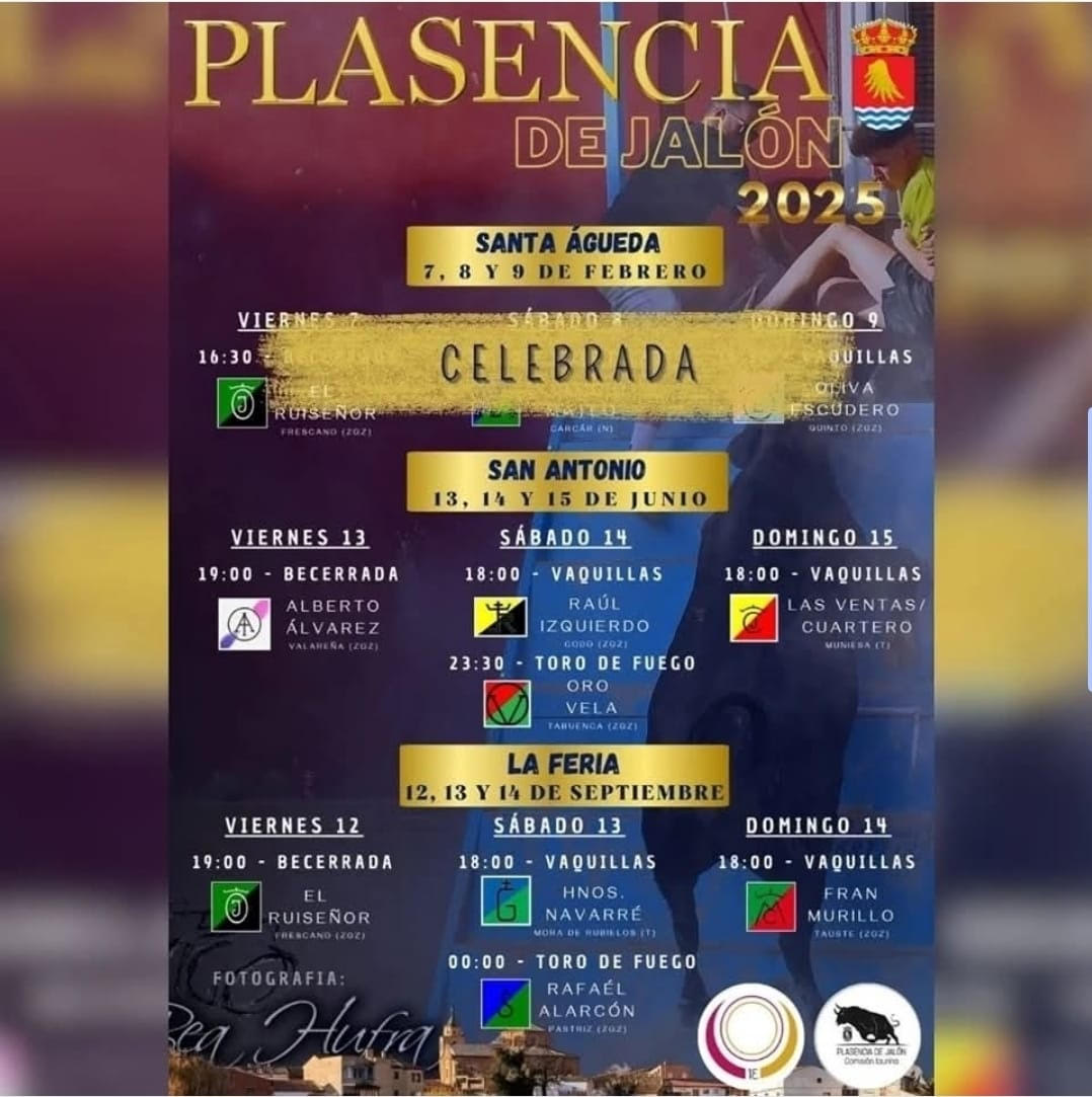 TOROS PLASENCIA DE JALÓN DEL 13 AL 15 DE JUNIO 2025