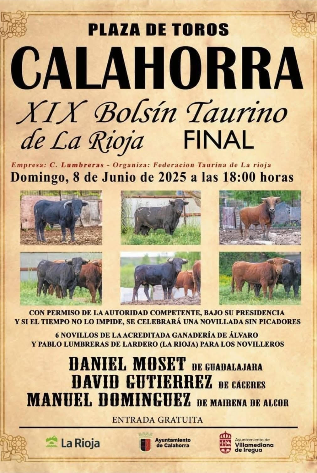 TOROS PLAZA DE TOROS CALAHORRA 8 JUNIO 2025