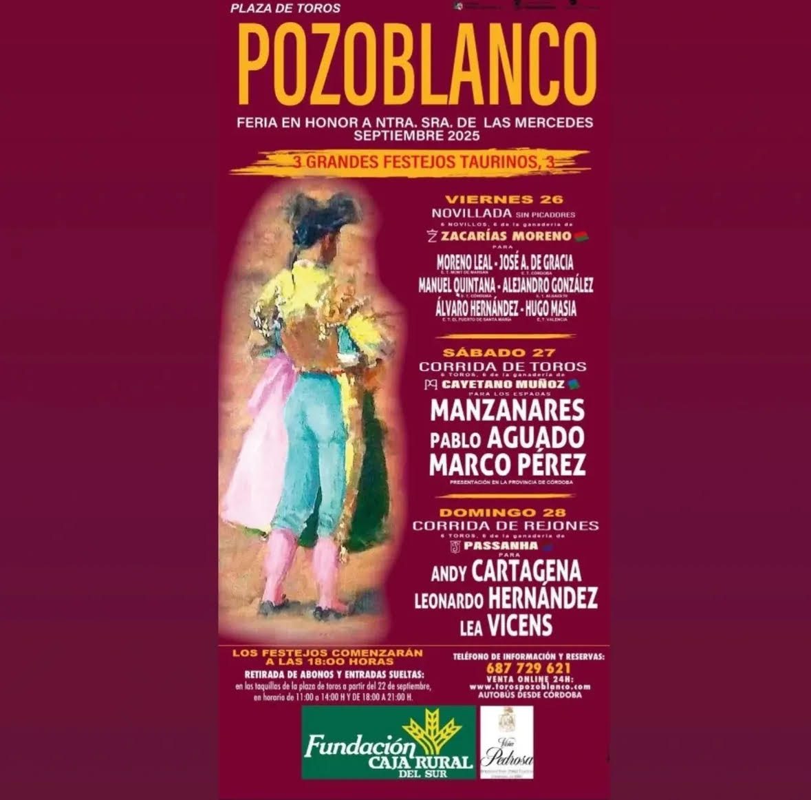 TOROS PLAZA DE TOROS POZOBLANCO 26 27 Y 28 DE SEPTIEMBRE 2025