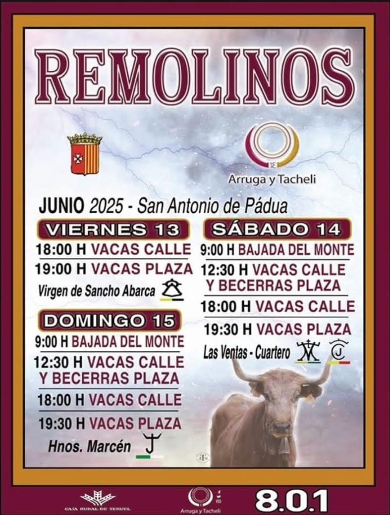 TOROS REMOLINOS DEL 13 AL 14 DE JUNIO 2025