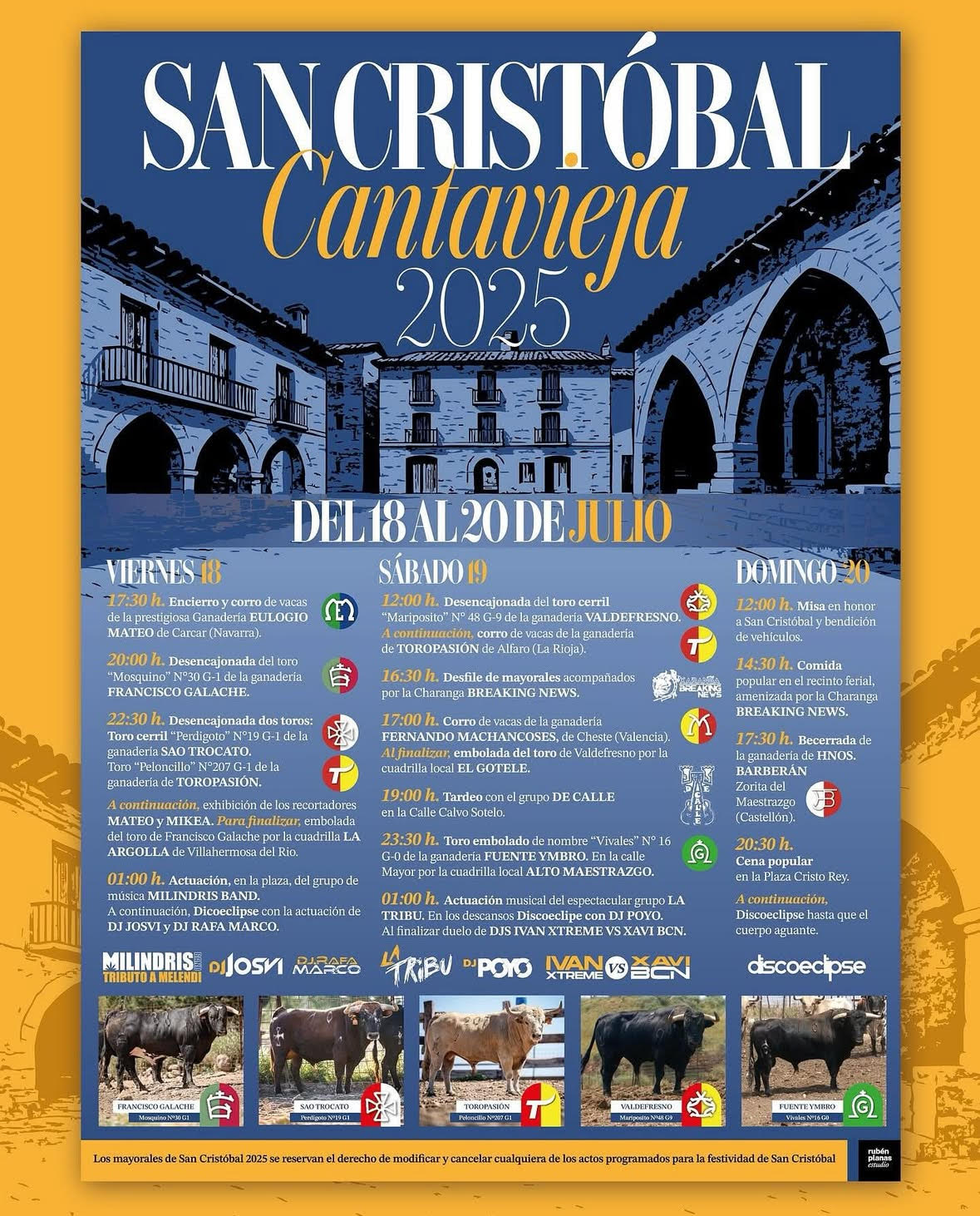 TOROS SAN CRISTOBAL CANTAVIEJA DEL 18 AL 20 DE JULIO 2025