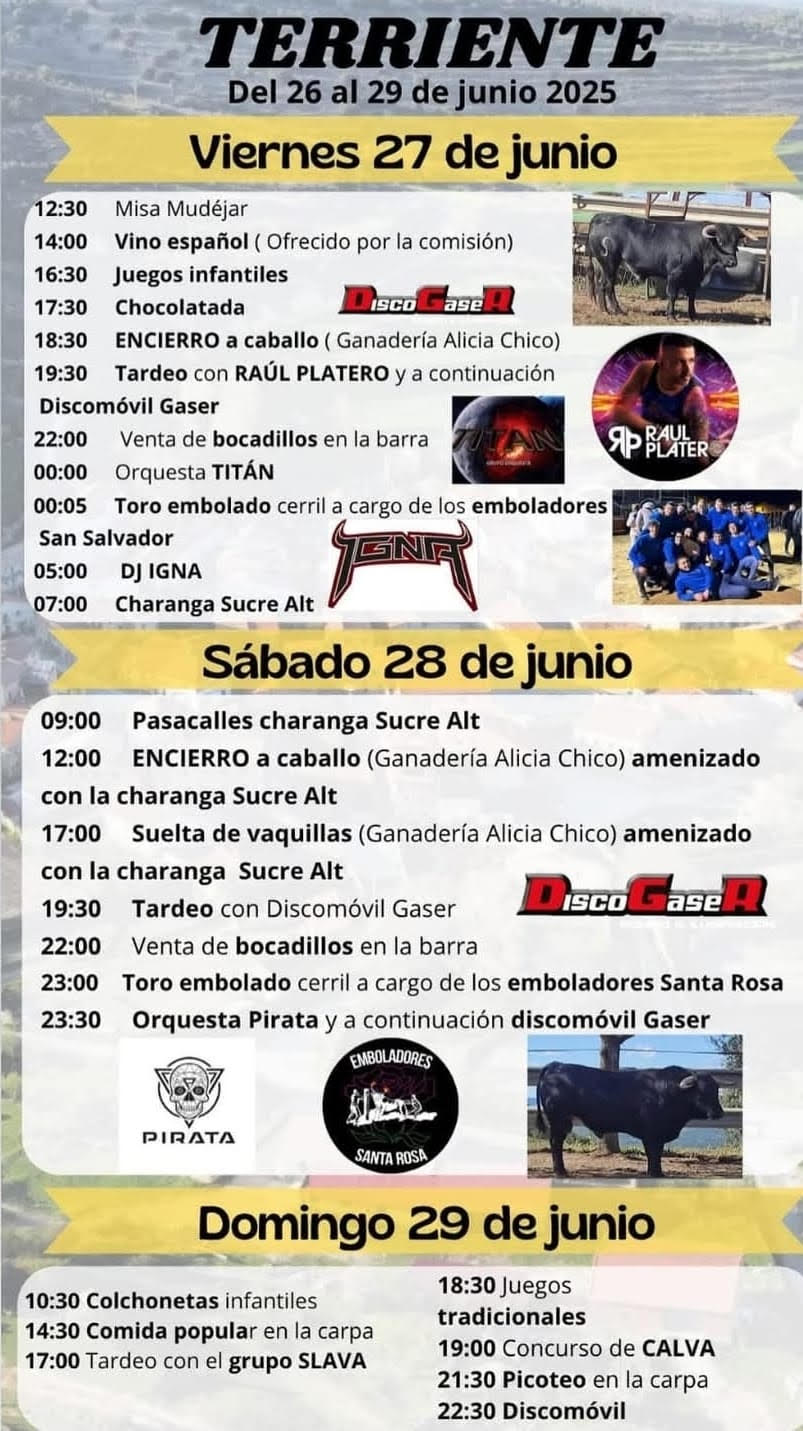 TOROS TERRIENTE DEL 26 AL 29 DE JUNIO 2025