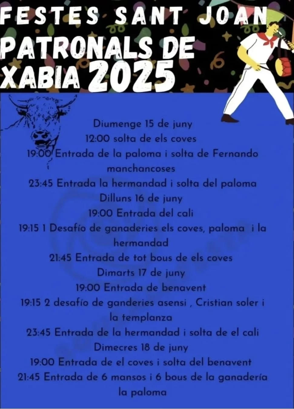 TOROS XABIA DEL 15 AL 18 JUNIO 2025