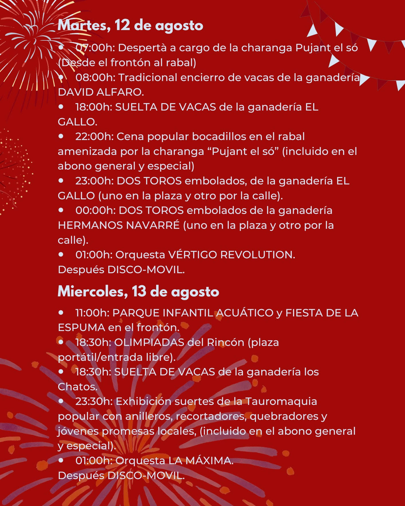 TOROS ADEMUZ 12 Y 13 DE AGOSTO 2025