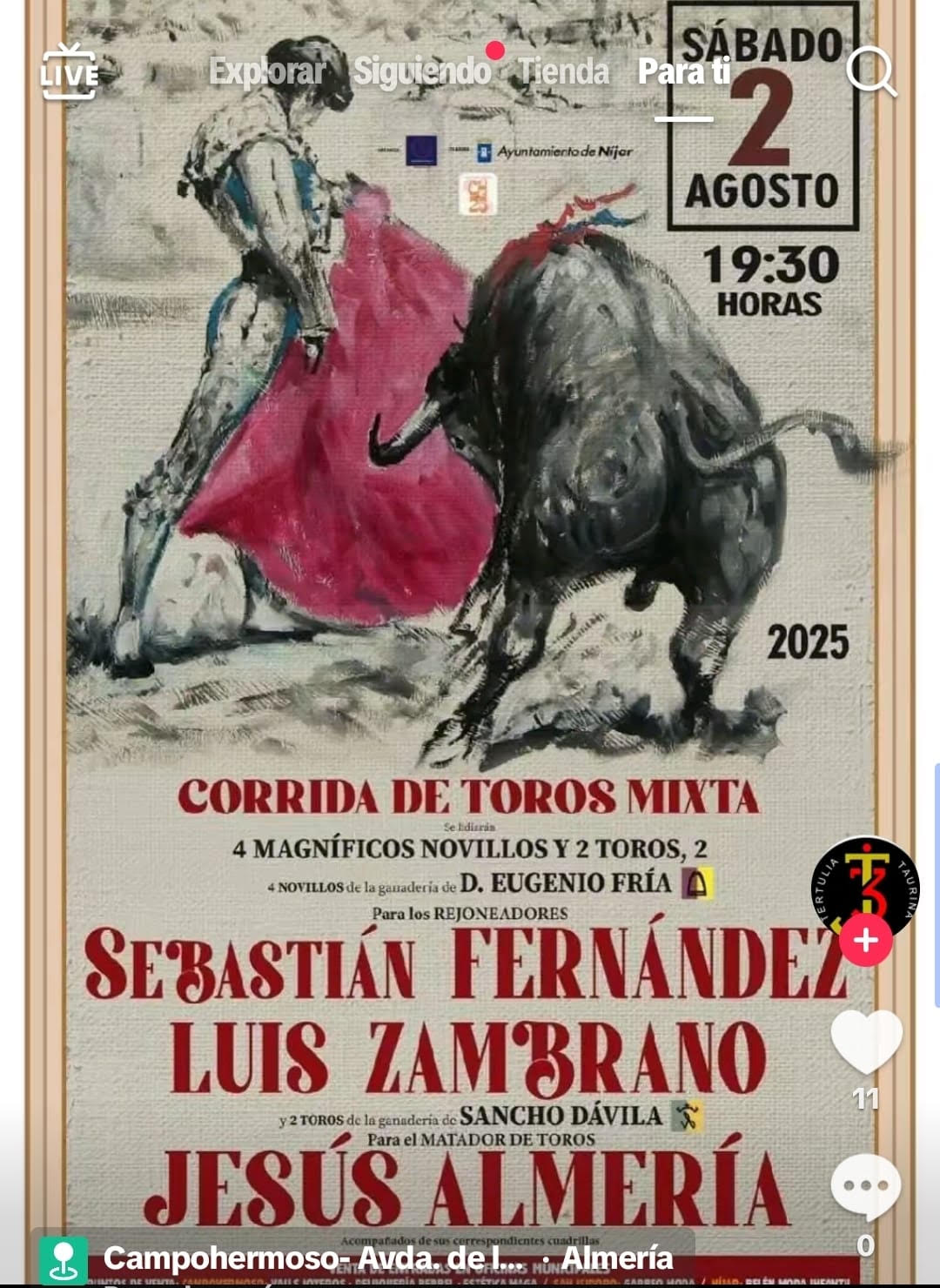 TOROS ALMERÍA 2 AGOSTO 2025