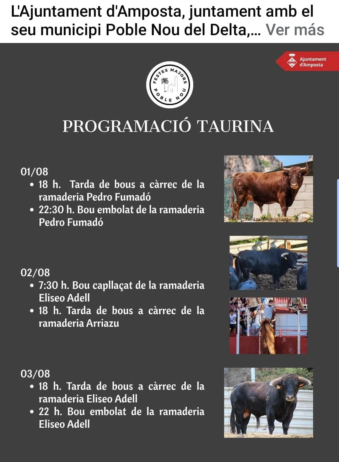 TOROS AMPOSTA DEL 1 AL 3 DE AGOSTO 2025