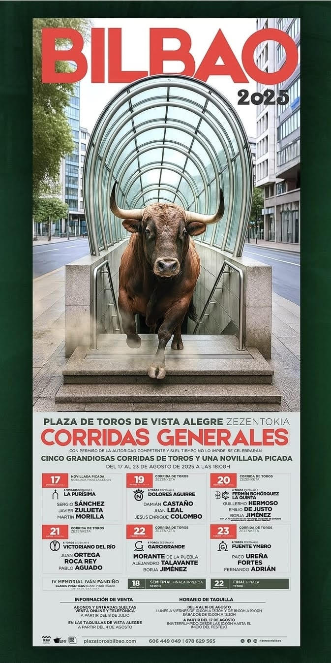 "TOROS BILBAO DEL 19 AL 23 DE AGOSTO 2025"