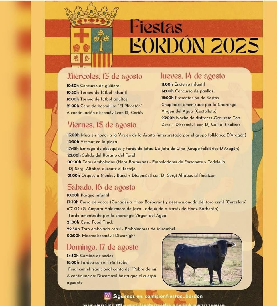 TOROS BORBON DEL 13 AL 17 DE AGOSTO 2025