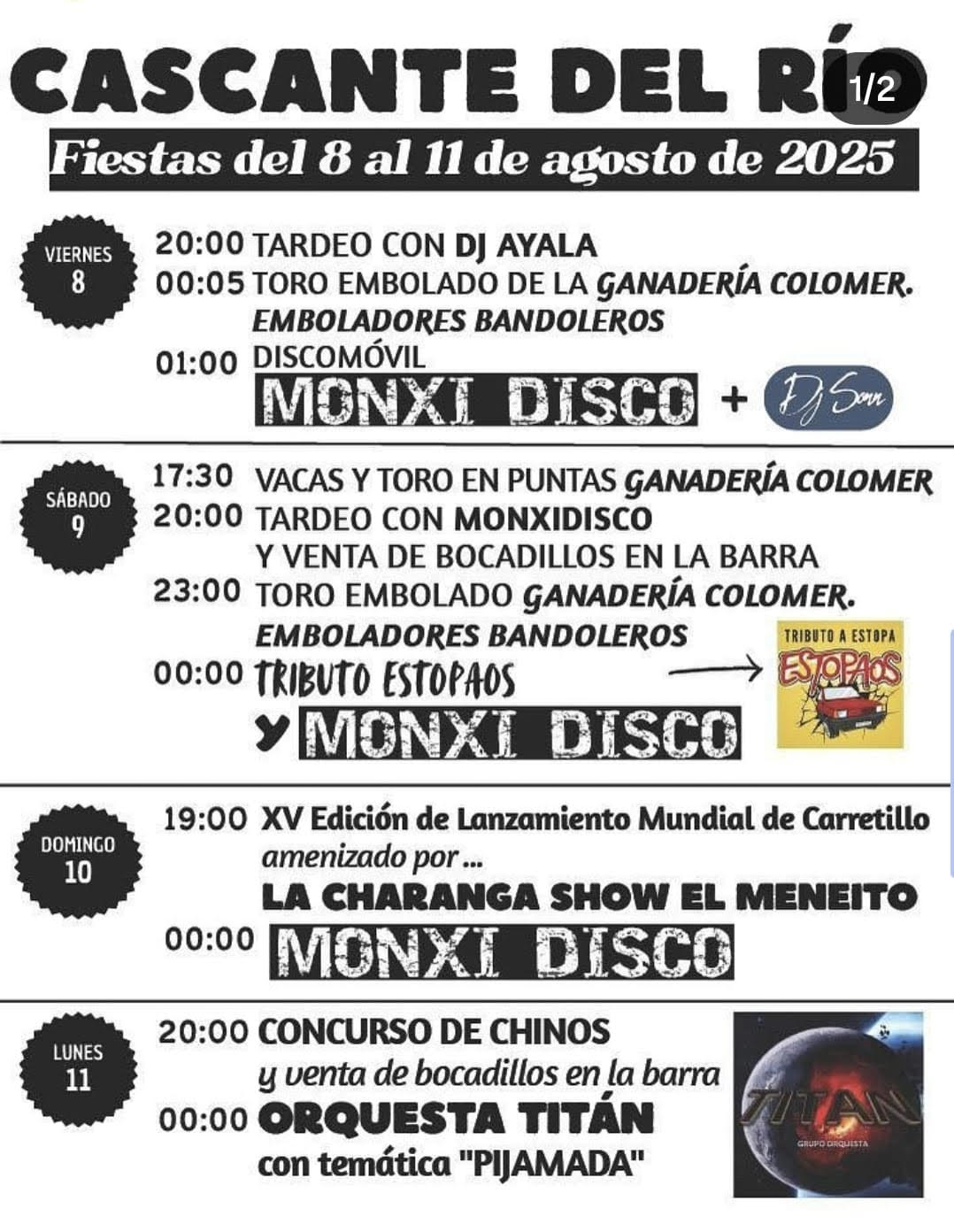 TOROS CASCANTE DEL RÍO DEL 8 AL 11 DE AGOSTO 2025
