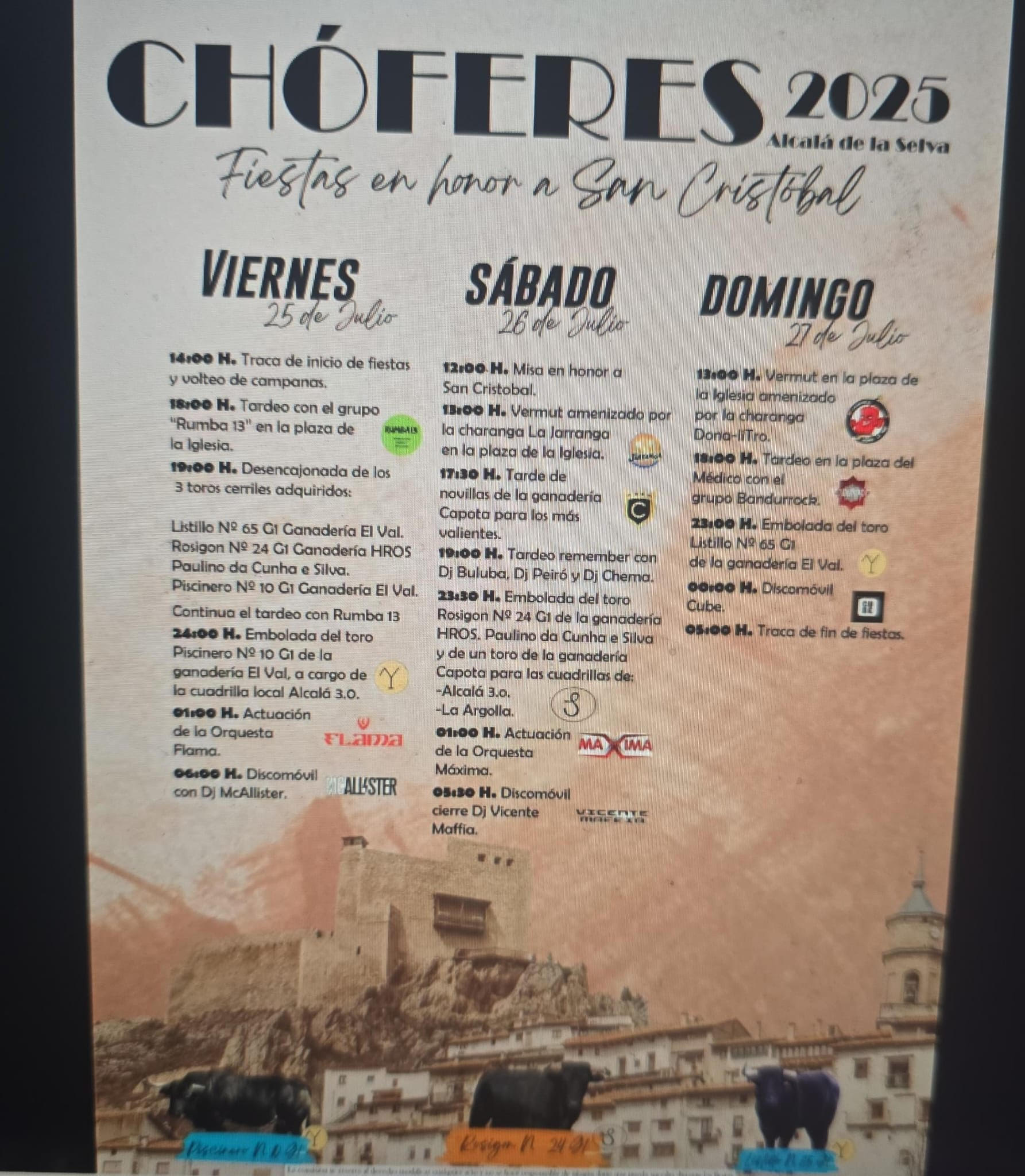 TOROS CHOFERES 25 26 Y 27 DE JULIO 2025